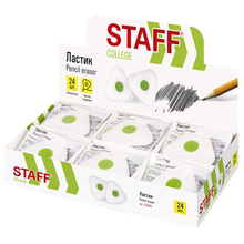 Ластик "Staff" College, белый, треугольный, пластик.держатель, 229565