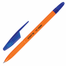 Ручка шариковая "STAFF" Basic Х-100, корпус оранжевый, маслянные чернила, 1мм, синяя, арт.143204