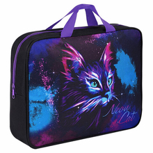 Папка на молнии с ручками А4 "Brauberg" Neon cat, полиэстер, 271482