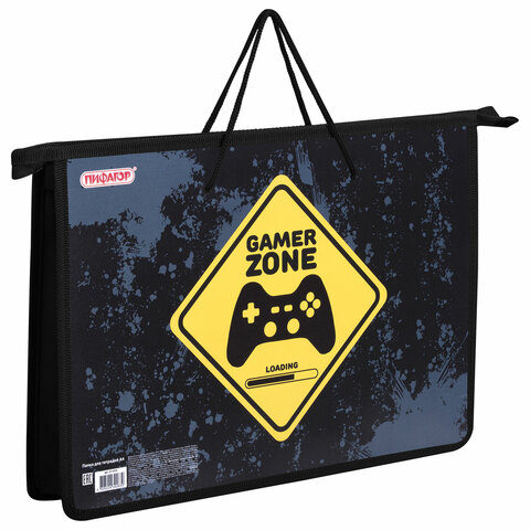Папка на молнии с ручками А4 "Пифагор" Game Zone, пластик, 271470