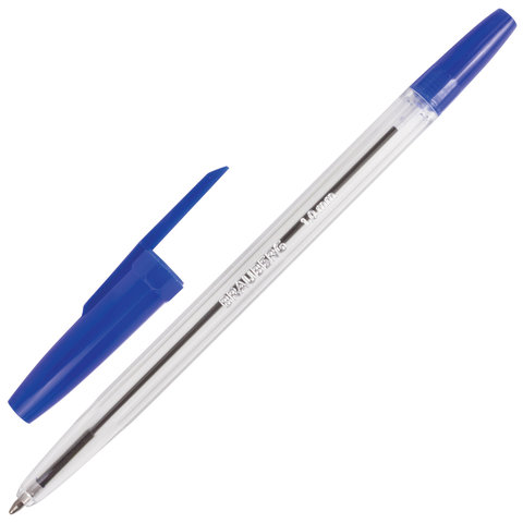 Ручка шариковая "Brauberg" Line, синяя, прозрачный корпус, 1,0 мм, 141097