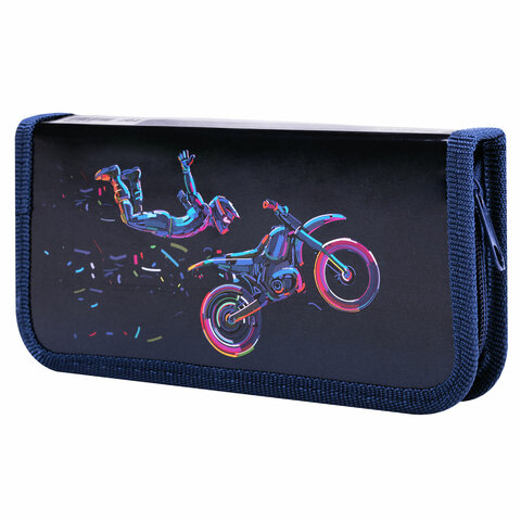 Пенал 1 отделение "Пифагор" Moto style, 19х9 см, арт.271506