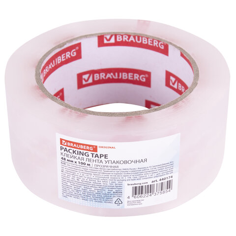 Скотч 48 мм х 100м, прозрачный "BRAUBERG" 45мкм, арт.440174