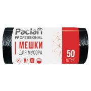 Мешки для мусора 60 л, черные, в рулоне 50 шт., ПНД, 6,2 мкм, 60х80 см, PACLAN «Professional», 402215