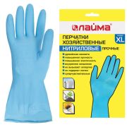 Перчатки МНОГОРАЗОВЫЕ нитриловые LAIMA ГИПОАЛЛЕРГЕННЫЕ, х/б напыление, ПРОЧНЫЕ, размер 9-10, XL (очень большой), синие, вес 40 г, 605000