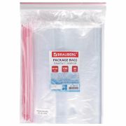 Пакеты с замком ZIP LOCK «зиплок», комплект 100 шт., 300х400 мм, ПВД, толщина 40 микрон, BRAUBERG, 606218