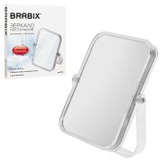Зеркало настольное BRABIX, 19х16 см, двустороннее, с увеличением, прозрачная рамка, 607423