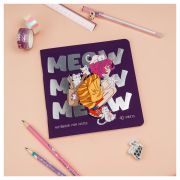 Записная книжка 170*170мм 40л. на скрепке MESHU «Meow», soft-touch ламинация, тиснение фольгой, блок без линовки, 80г/м2