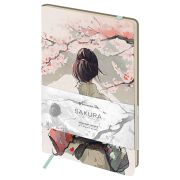 Записная книжка А5 80л. ЛАЙТ, кожзам, Greenwich Line «Сакура. Мудрая красота», с резинкой, тиснение фольгой, блок в линию
