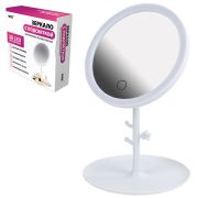 Зеркало настольное с LED-подсветкой для макияжа, диаметр 17 см, 3 режима свечения, аккумулятор 1200 mAh, цвет белый, WBZ (ВБЗ), 609330