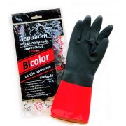 Перчатки МНОГОРАЗОВЫЕ латексные BiColor черно-красные, хлопчатобумажное напыление, размер 7-8, M (средний), вес 62 г, КП, 139467