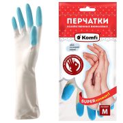 Перчатки МНОГОРАЗОВЫЕ виниловые SUPER КОМФОРТ, гипоаллергенные, размер 7-8, M (средний), вес 88 г, Komfi, ADM, 25590