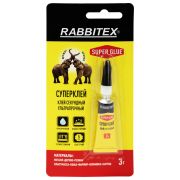 Клей секундный суперклей УЛЬТРАПРОЧНЫЙ, блистер, 3 грамма, RABBITEX (РАББИТЕКС) «ДВА СЛОНА», 609811