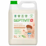 Мыло жидкое гипоаллергенное 5 л, SEPTIVIT «Миндальное молочко», биоразлагаемое