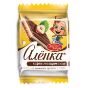 Вафли «Аленка» с молочной начинкой и орехами в индивидуальных упаковках, гофрокороб 1,38 кг, ТК23396