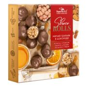 Конфеты-грильяж в шоколаде «Shoco Rolls» с арахисом, изюмом, цукатами, апельсином и медом, 135 г, БЕРЕСТОВ А.С., УТ-00031671
