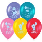 Воздушные шары,  10шт., М12/30см, MESHU «Happy birthday», пастель, ассорти