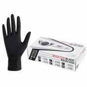 Перчатки нитриловые сверхпрочные с текстурой SFM MEGA TEX BLACK, Германия, 25 пар (50 штук), размер 6-7, S (малый)