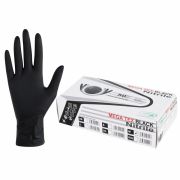 Перчатки нитриловые сверхпрочные с текстурой SFM MEGA TEX BLACK, Германия, 25 пар (50 штук), размер 7-8 (средний)
