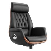 Кресло без пятилучия HAWASAN PREMIUM «GALANT EX-805», до 200 кг, синхромеханизм, натуральная кожа, цвет чёрный, 641940