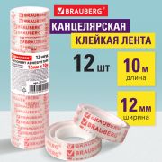 Скотч 12 мм х 10 м, прозрачный «BRAUBERG» арт.223122