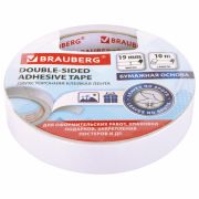 Скотч двухсторонний 19 мм х 10 м «Brauberg» бумажная основа, 227268