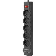 Сетевой фильтр Defender DFS 755 5 розеток 5,0м, 2xUSB, 2.1A, черный