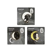 Набор металлических значков MESHU «Moon cats», эмаль, 3шт, картонная подложка, европодвес