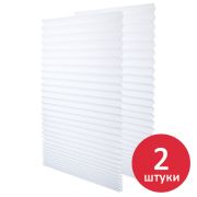 Жалюзи-плиссе, штора бумажная самоклеящаяся КОМПЛЕКТ 2 шт., BRABIX, 60х180 см, ЭКО, 80 г/м2, цвет белый, 700002
