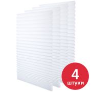 Жалюзи-плиссе, штора бумажная самоклеящаяся КОМПЛЕКТ 4 шт., BRABIX, 60х180 см, ЭКО, 80 г/м2, цвет белый, 700004
