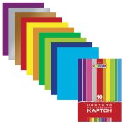 Картон цветной А4 мелованный, двухстороний «Hatber» Creative 10цв.10л.