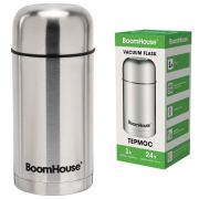 Термос 1 л для еды/напитков с широким горлом, BOOMHOUSE (БУМХАУС) WIDE, нержавеющая сталь SUS304, серебристый, 700320
