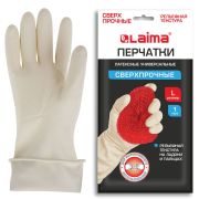 Перчатки МНОГОРАЗОВЫЕ латексные LAIMA «ULTRA» СВЕРХПРОЧНЫЕ, бежевые, размер L (большой), вес 96 г, 700548