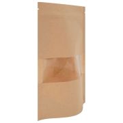 Пакеты дой-пак с замком ZIP LOCK, крафт с окном 40 мм, 100х150 + 30 мм, КОМПЛЕКТ 100 штук, 150 мкм, BRAUBERG, 700688