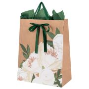 Пакет подарочный (1 штука) 26х13х32 см (L), «Flower Kraft», с тишью, глиттер, ЗОЛОТАЯ СКАЗКА, 700838
