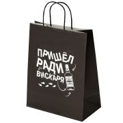 Пакет подарочный (1 штука) 26х13х32 см (L) «Пришел ради вискаря!», крафт, ЗОЛОТАЯ СКАЗКА, 700842