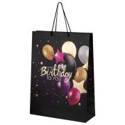 Пакет подарочный (1 штука) 33x13x45 см (XL), «Happy Birthday», черный, фольга, ЗОЛОТАЯ СКАЗКА, 700857