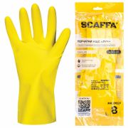 Перчатки латексные SCAFFA «Луч», КЩС-2, хлопчатобумажное напыление, размер 8, M (средний), желтые, 00-01017717