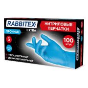 Перчатки нитриловые универсальные RABBITEX (РАББИТЕКС) Extra, 50 пар (100 шт.), голубые, размер S (малый), 702159