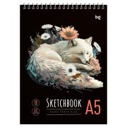 Скетчбук 40л., А5 BG «Арктическая лиса», на гребне, черный блок, 80г/м2