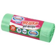 Мешки для мусора 30 л, зеленые, в рулоне 30 штук, ПНД 10 мкм, 50x60 см, серия «Classic», BOOMHOUSE (БУМХАУС), 702652