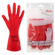 Перчатки VILEDA PROFESSIONAL многоцелевые латексные, МНОГОРАЗОВЫЕ, х/б напыление, ПРОЧНЫЕ, L (большой), красный, 174345