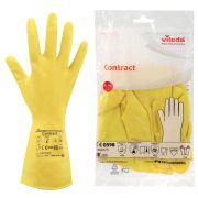 Перчатки VILEDA PROFESSIONAL «Контракт» латексные, МНОГОРАЗОВЫЕ, х/б напыление, размер S (малый), желтый, 174321