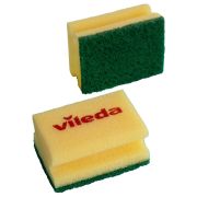 Губки VILEDA PROFESSIONAL профильные «Средняя жесткость» КОМПЛЕКТ 10 шт., желтые, ЗЕЛЕНЫЙ абразив, 9,5х7х4,5 см, 125604