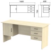 Стол письменный «Канц», 1600х600х750 мм, 2 тумбы, комбинированный, цвет дуб молочный (КОМПЛЕКТ)
