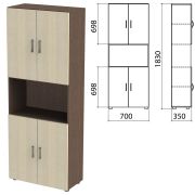 Шкаф полузакрытый «Канц», 700х350х1830 мм, цвет венге/дуб молочный (КОМПЛЕКТ)