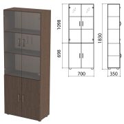 Шкаф закрытый со стеклом «Канц», 700х350х1830 мм, цвет венге (КОМПЛЕКТ)