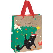 Пакет подарочный 18*23*10см MESHU «NY cat», крафт