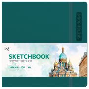 Скетчбук для акварели 40л., 145*145 BG «Яркий», кожзам, на резинке, 200г/м2