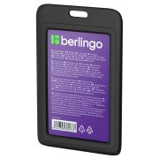 Бейдж вертикальный Berlingo «ID 200», 55*85мм, черный, без держателя, крышка-слайдер
